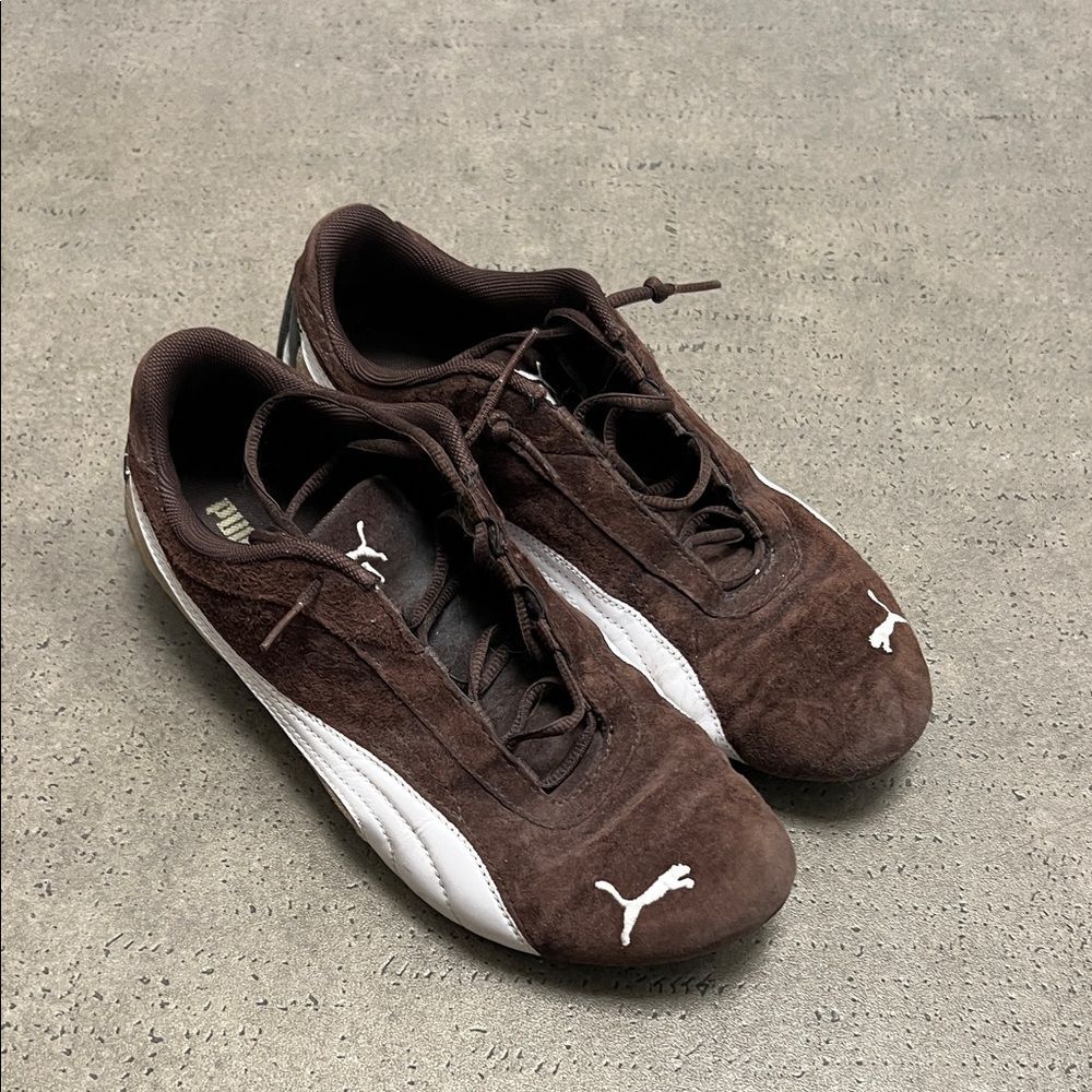 Puma Men's Chocolate Brown and White Sneakers